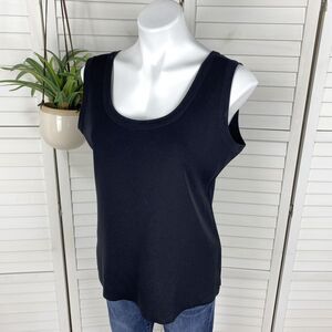 Exclusively Misook Black Acrylic Knit Layering Tank Top Scoop Neck Size Petite L